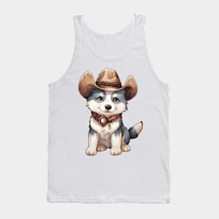 Cowboy Siberian Husky Dog Tank Top